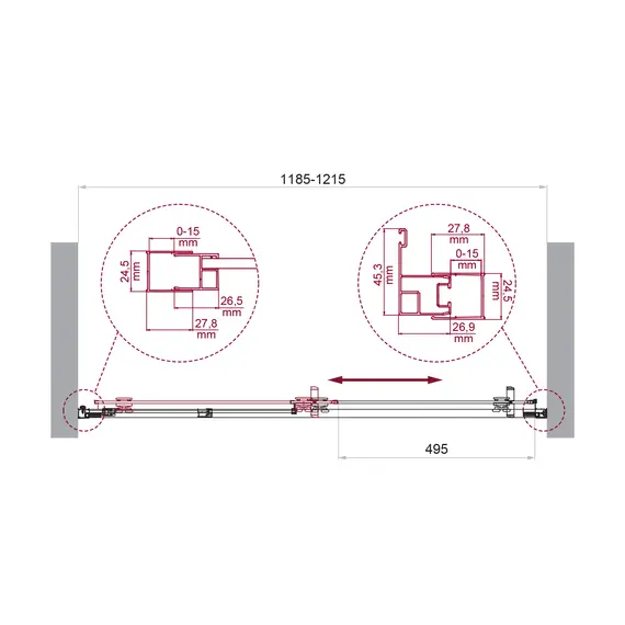 Душевая дверь BelBagno LUCE-BF-1-120-C-ORO