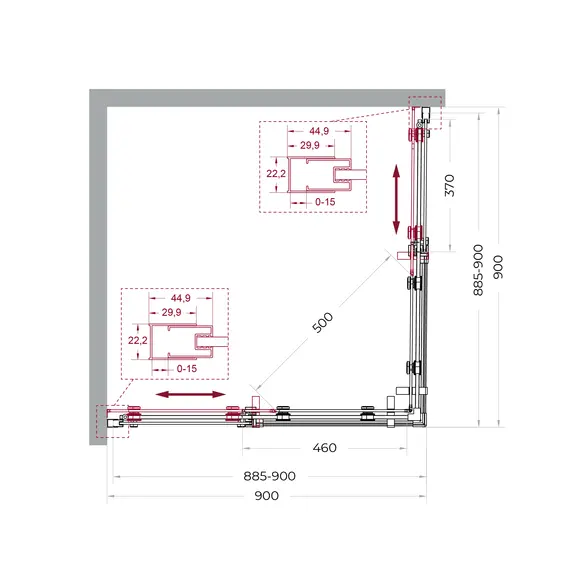 Душевой уголок BelBagno MARINO-2-A-2-90-C-GM