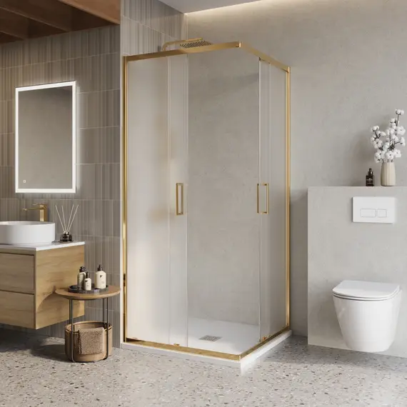 Душевой уголок BelBagno LUCE-A-2-90-P-ORO рифленое