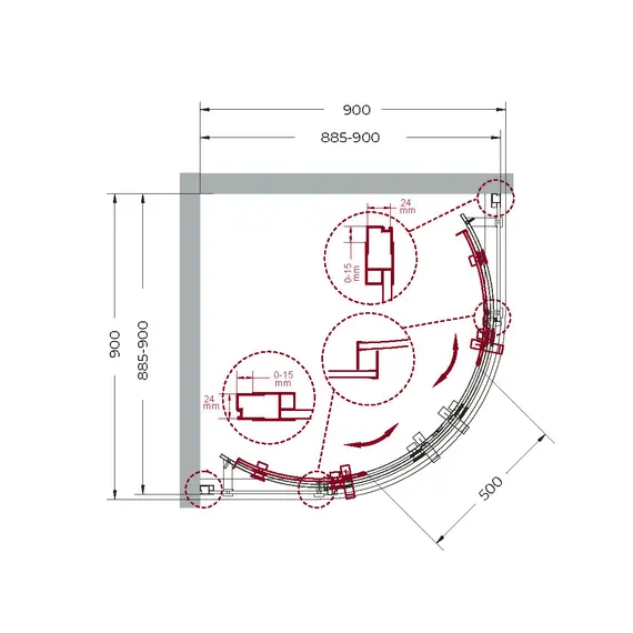Душевой уголок BelBagno MARINO-R-2-90-C-Cr