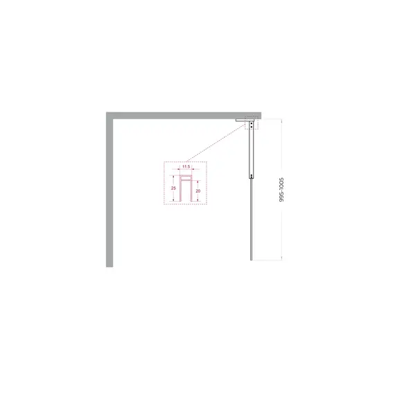 Душевая перегородка BelBagno UNO-L-1-TB/-C-GM прозр/оруж.сталь