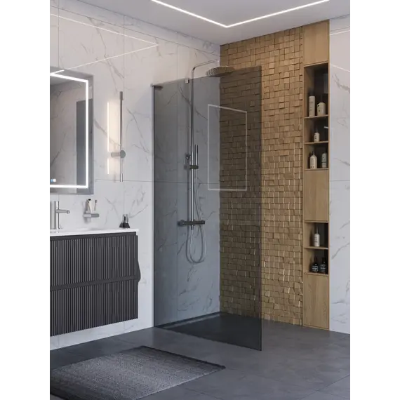 Душевая перегородка BelBagno UNO-L-1-TB/-GR-Cr тонир/хром