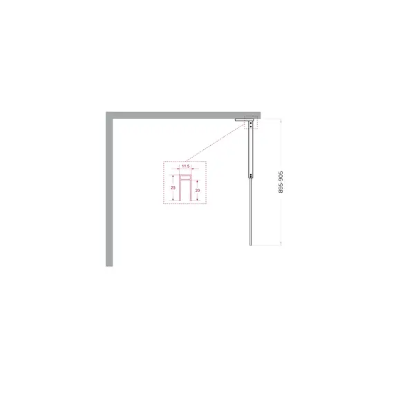 Душевая перегородка BelBagno UNO-L-1-TB-90/100-FL-GM рифленое/оруж.сталь
