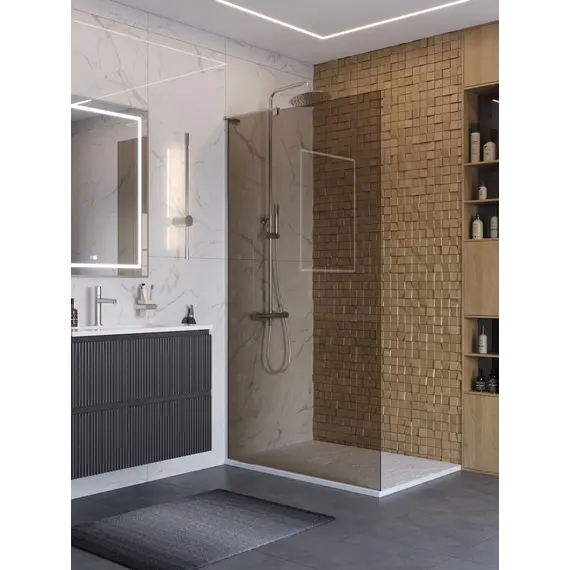 Душевая перегородка BelBagno UNO-L-1-TB-90/100-BR-Cr тонир/хром