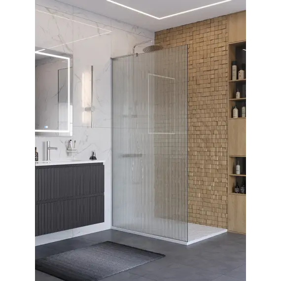 Душевая перегородка BelBagno UNO-L-1-TB-90/100-FL-Cr рифленое/хром