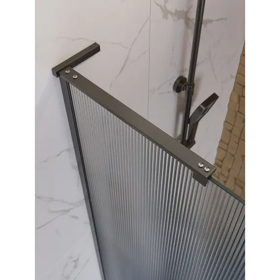 Душевая перегородка BelBagno UNO-L-1-TB-90/100-FL-GM рифленое/оруж.сталь