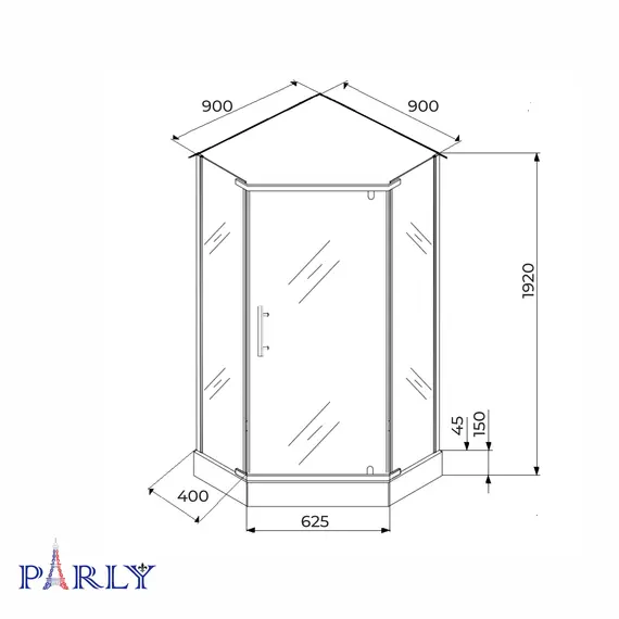 Душевой  уголок ZPE911BF PARLY с поддоном
