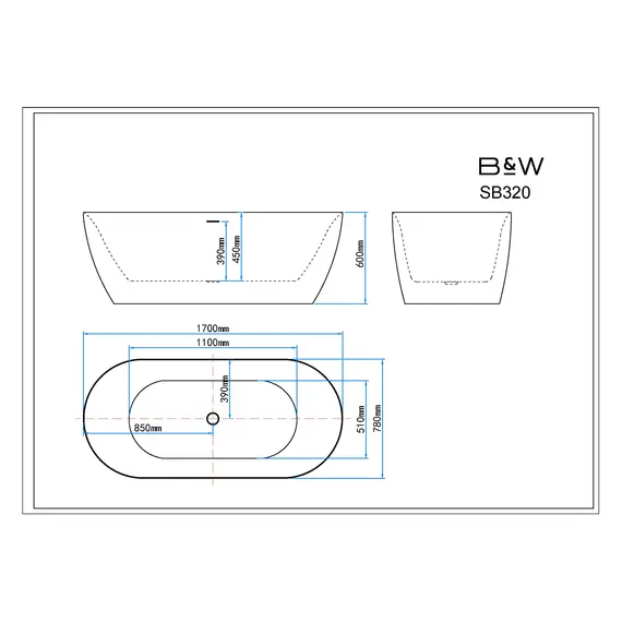 Акриловая ванна Black&White SB320 170х78