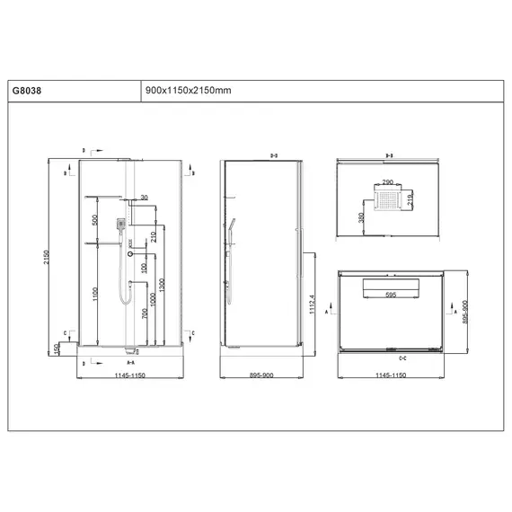 Душевая кабина Black&White G8038