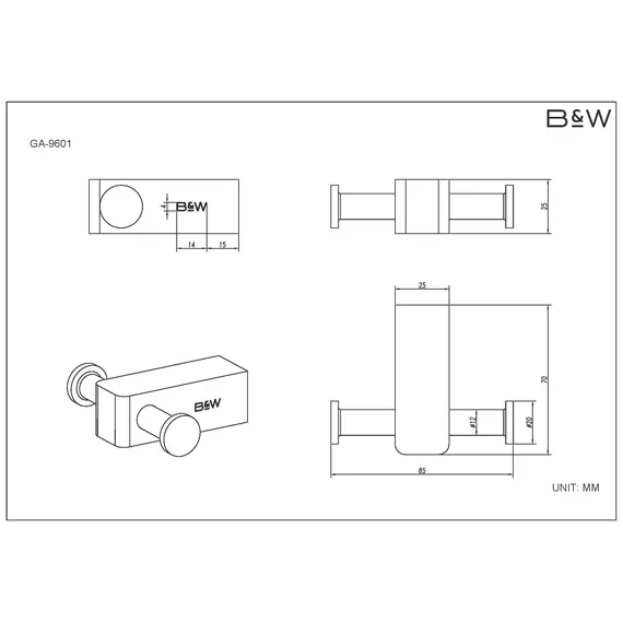 Крючок универсальный двойной Black & White GA-9601C