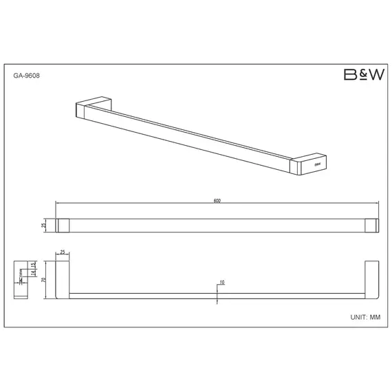 Держатель для полотенца Black & White GA-9608C