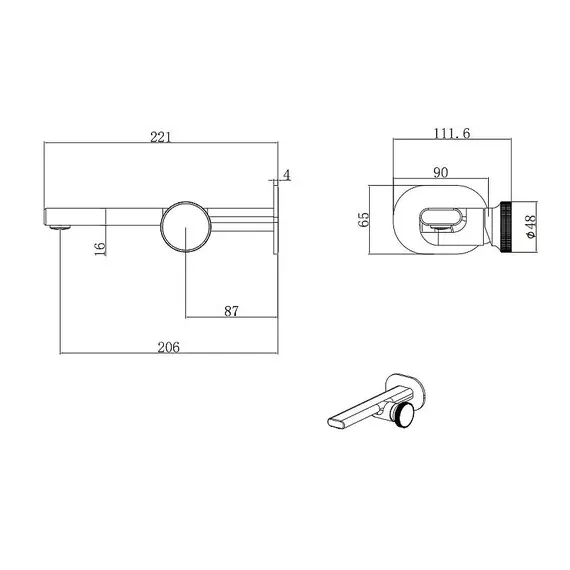 Смеситель для раковины встраиваемый Black&White GF-7407-GM