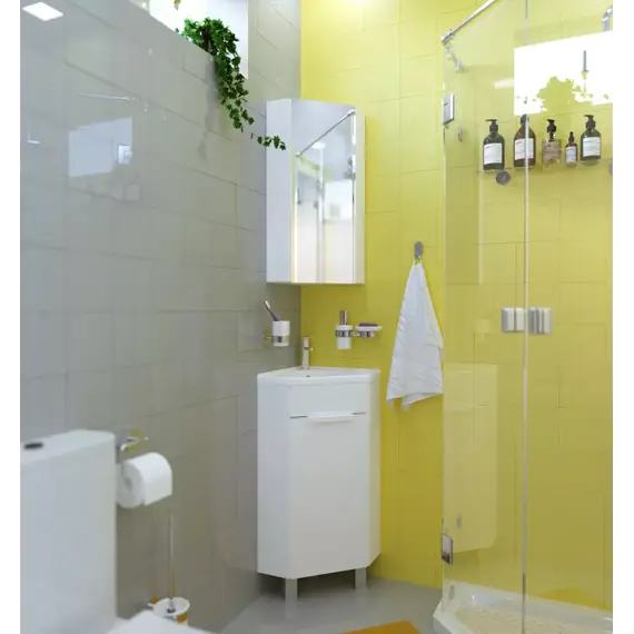 Зеркало-шкаф угловой  1Marka Penta 43П 1д. с зеркалом, белый глянец