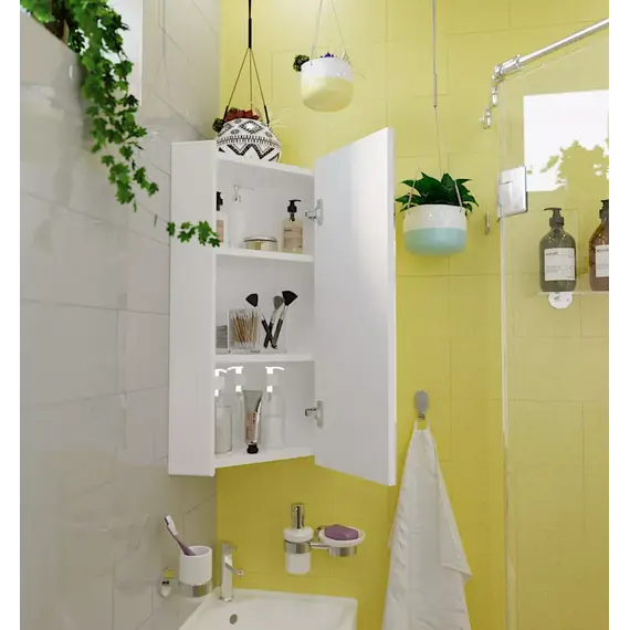 Зеркало-шкаф угловой  1Marka Penta 43П 1д. с зеркалом, белый глянец