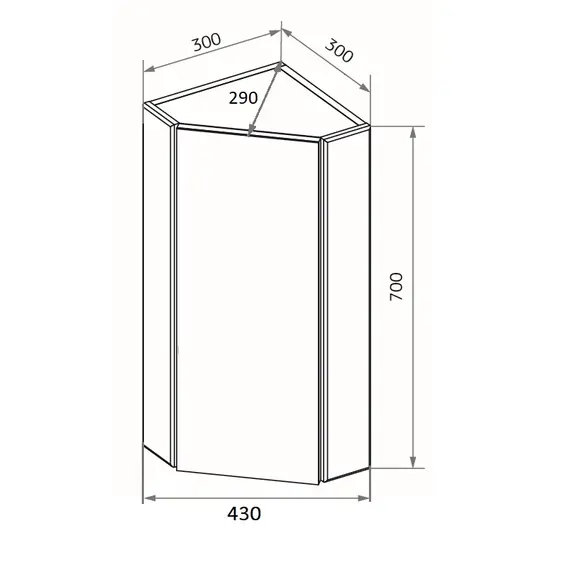 Зеркало-шкаф угловой  1Marka Penta 43П 1д. с зеркалом, белый глянец