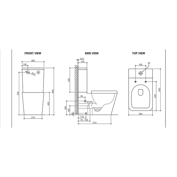 Унитаз керамический Black&White W-7703