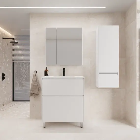 Тумба напольная Style line  "ЛИМА" эмаль, с раковиной LINE , 2 ящ., PLUS, белый матовый