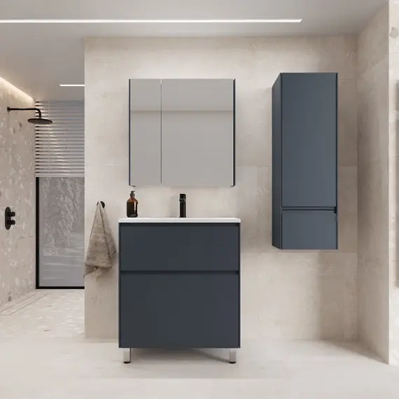 Тумба напольная Style line "ЛИМА " эмаль, с раковиной LINE, 2 ящ., PLUS, графит