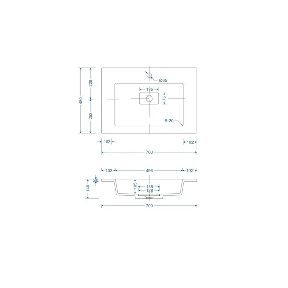 Тумба напольная Style line  "ЛИМА" эмаль, с раковиной LINE , 2 ящ., PLUS, белый матовый