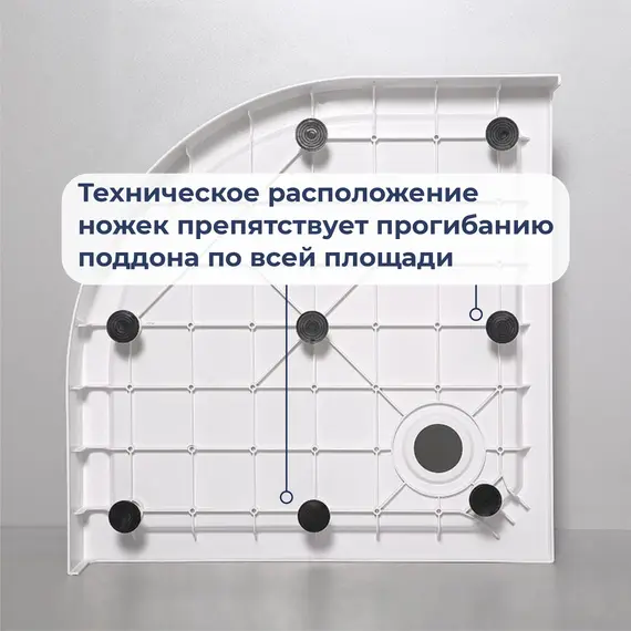 Душевой поддон полукруглый RGW SMC/R-C W , ножки+без сифона