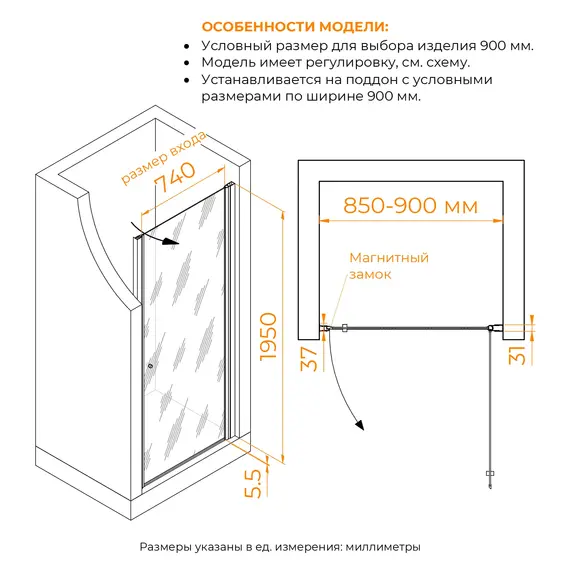 Душевая дверь RGW Dolphin TN-03 прозрачное/хром