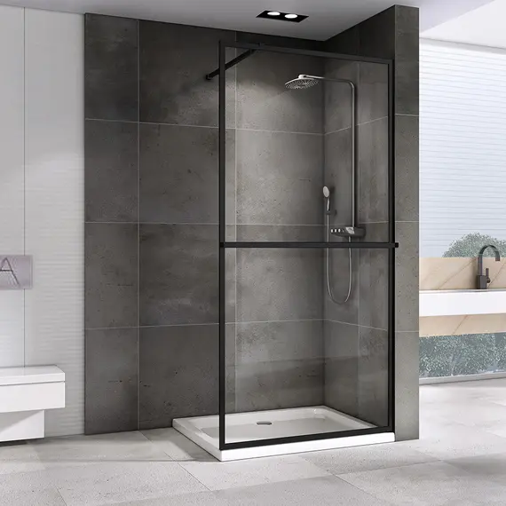 Душевая перегородка ABBER Immer Offen прозрачное/черный/ 6мм