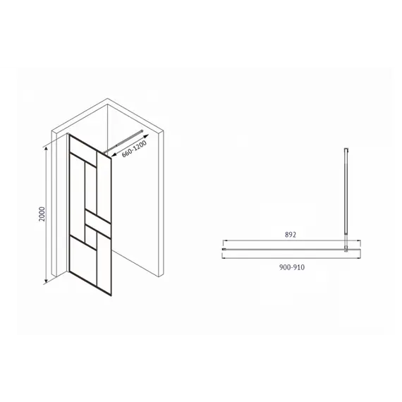 Душевая перегородка ABBER Immer Offen прозрачное/черный/6мм