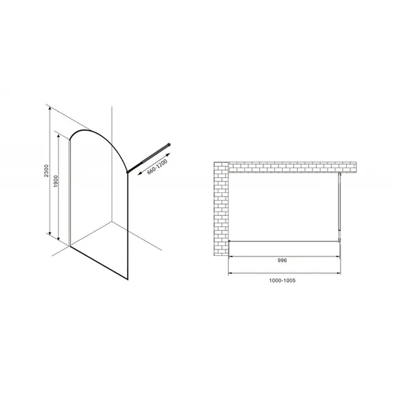 Душевая перегородка ABBER Immer Offen 6мм