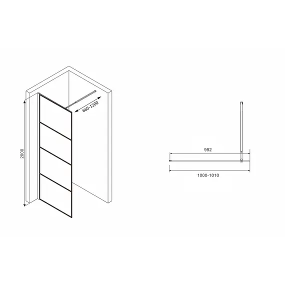 Душевая перегородка ABBER Immer Offen AG65100B/AG65120B