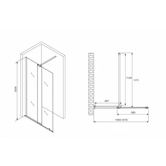 Душевая перегородка ABBER Komfort AG09100B/AG09120B