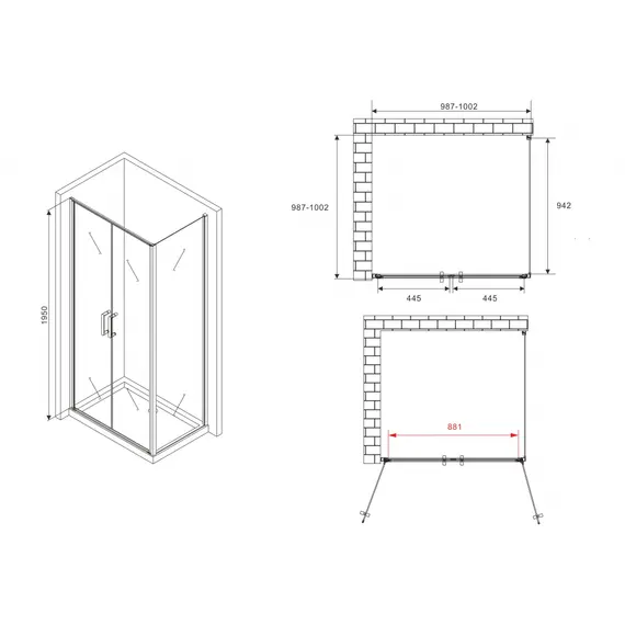 Душевой уголок ABBER Sonnenstrand прозр/черный