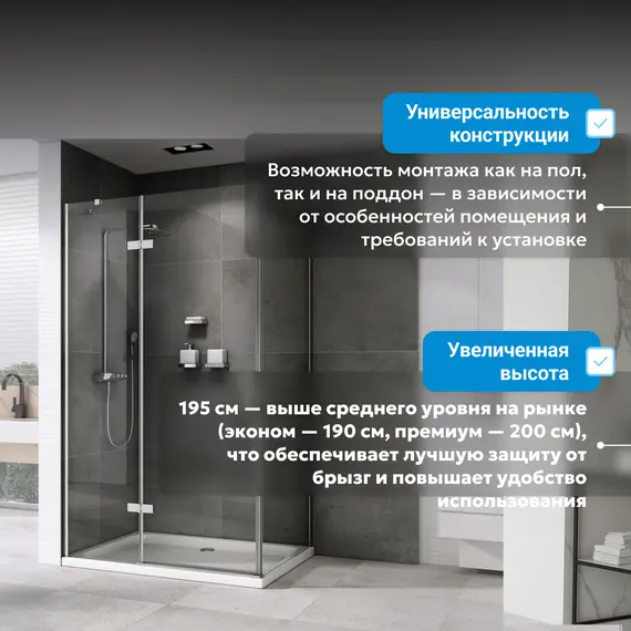 Душевой уголок ABBER Zart прозрачное/хром