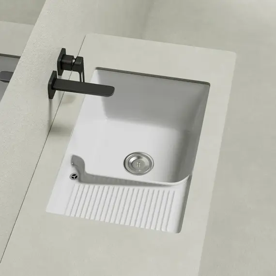 Раковина на стиральную машину встраиваемая снизу ABBER Rechteck AC2225L белая