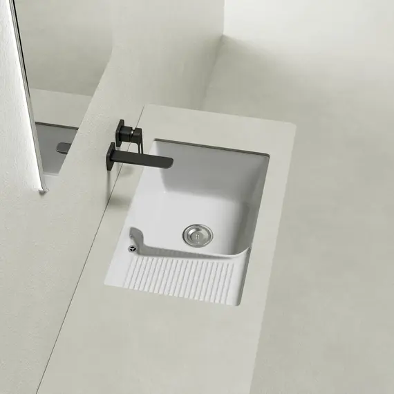 Раковина на стиральную машину встраиваемая снизу ABBER Rechteck AC2225L белая