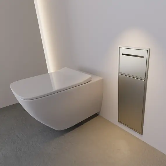 Скрытая настенная ниша из нержавеющей стали ABBER Nischen AN3008BST с корзиной и бумагодержателем, сталь брашированная