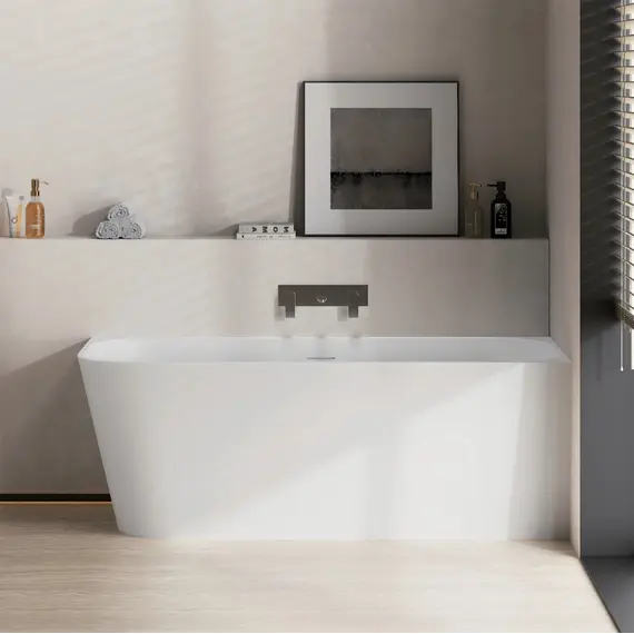 Ванна из искусственного камня ABBER Stein AS9680 L/R белая матовая