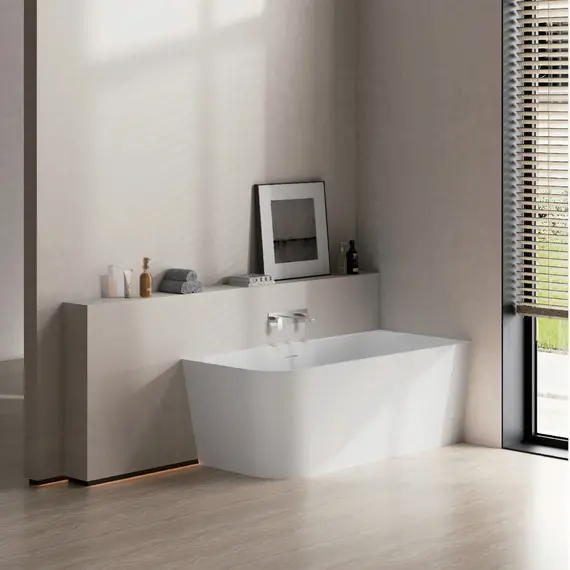 Ванна из искусственного камня ABBER Stein AS9680 L/R белая матовая