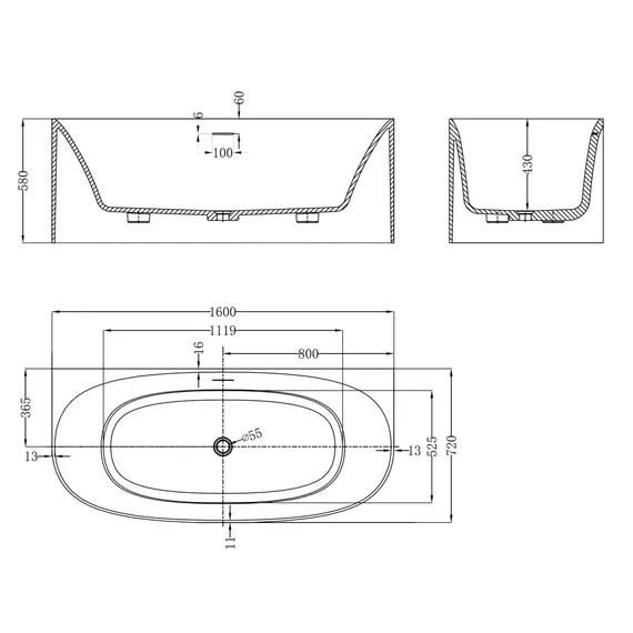 Ванна из искусственного камня ABBER Stein AS9681 белая матовая