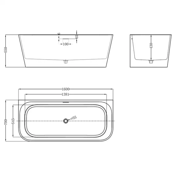 Ванна из искусственного камня ABBER Stein AS9682 белая матовая