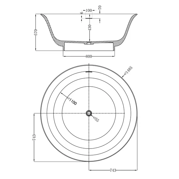 Ванна из искусственного камня ABBER Stein AS9685 белая матовая