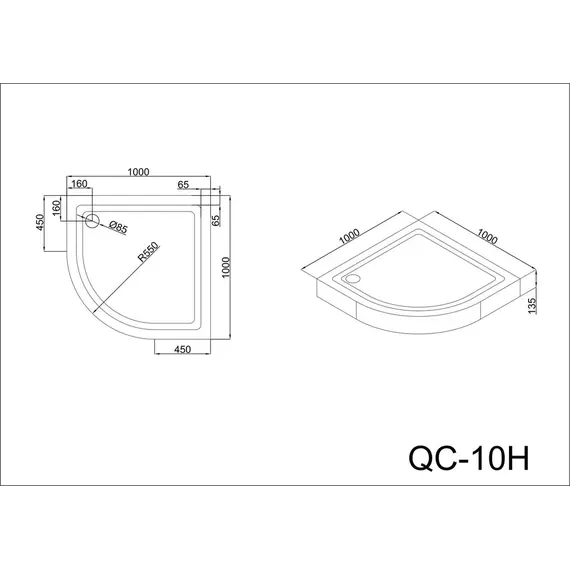 Душевой поддон Black&White  QC-10  100х100