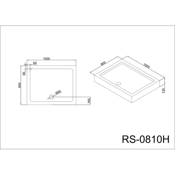 Душевой поддон высокий прямоугольный Black&White RS