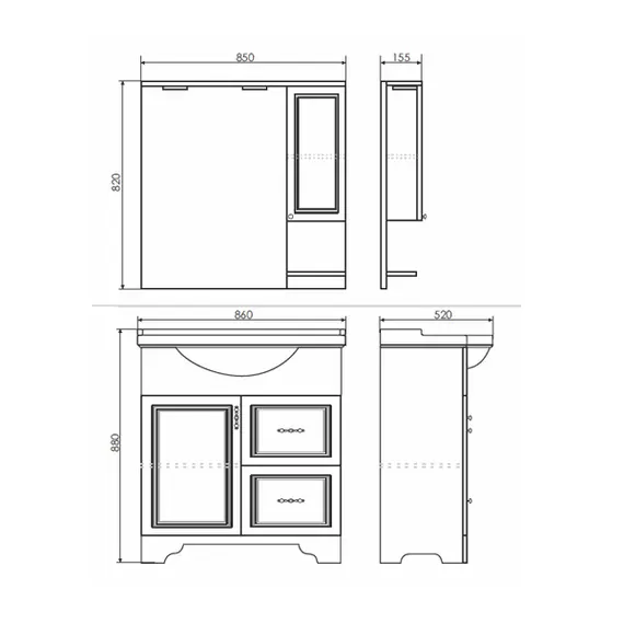 COMFORTY. Тумба-умывальник "Севилья-85/100" слоновая кость