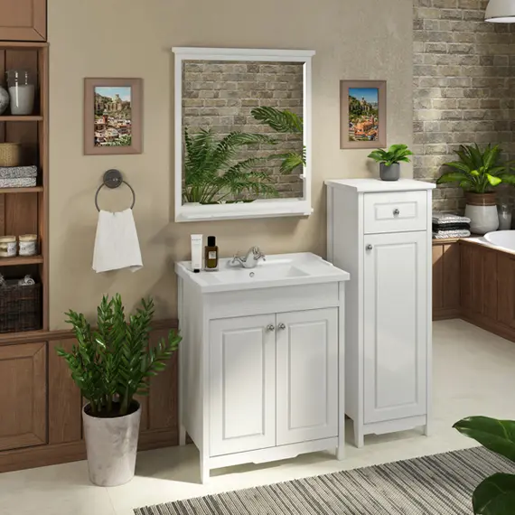 COMFORTY. Тумба-умывальник "Тбилиси-70/90" белый глянец с раковиной COMFORTY