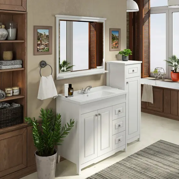 COMFORTY. Тумба-умывальник "Тбилиси-70/90" белый глянец с раковиной COMFORTY