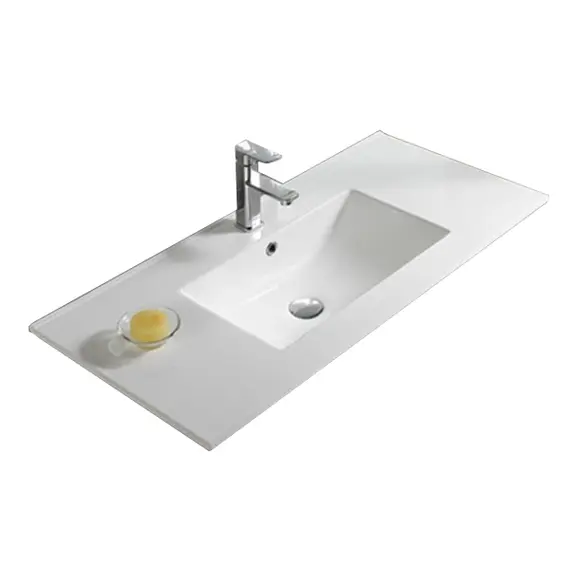 COMFORTY. Тумба-умывальник "Турин" дуб белый /бежевый с раковиной COMFORTY