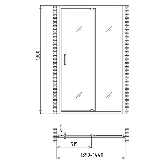 Душевая дверь в нишу распашная Gemy Sunny Bay  140х190 прозрачное стекло
