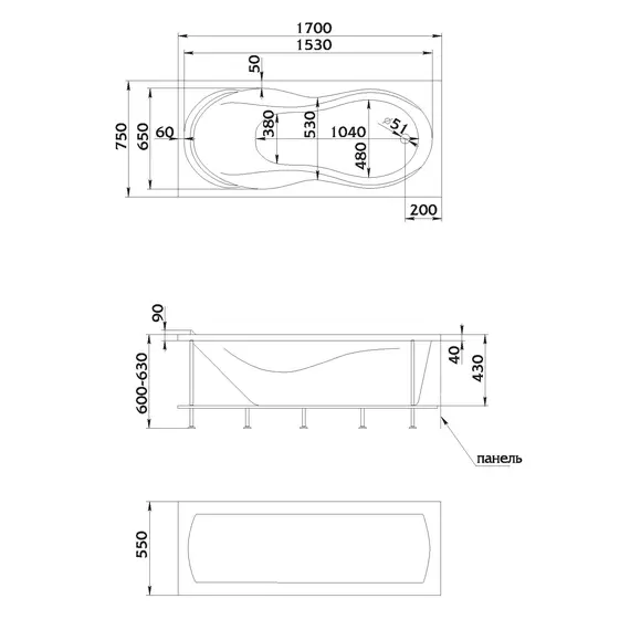 Ванна 1Marka ENNA 170x75