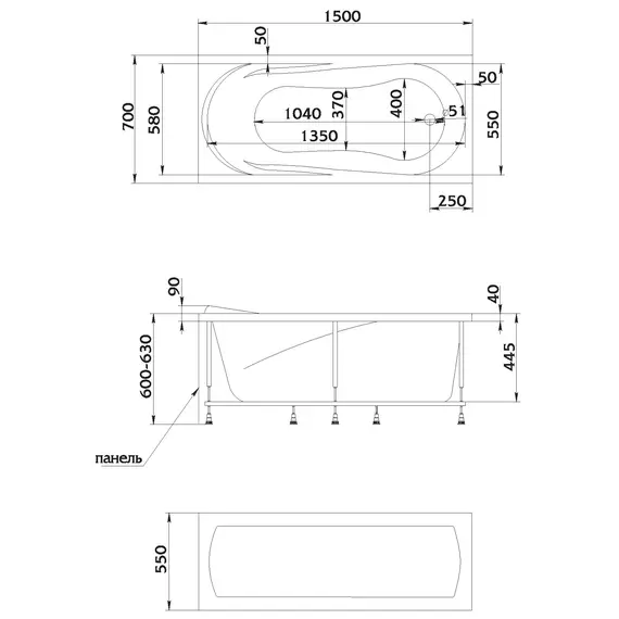 Ванна 1Marka MEDEA 150x70