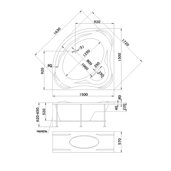 Ванна акриловая 1Marka "PALERMO"